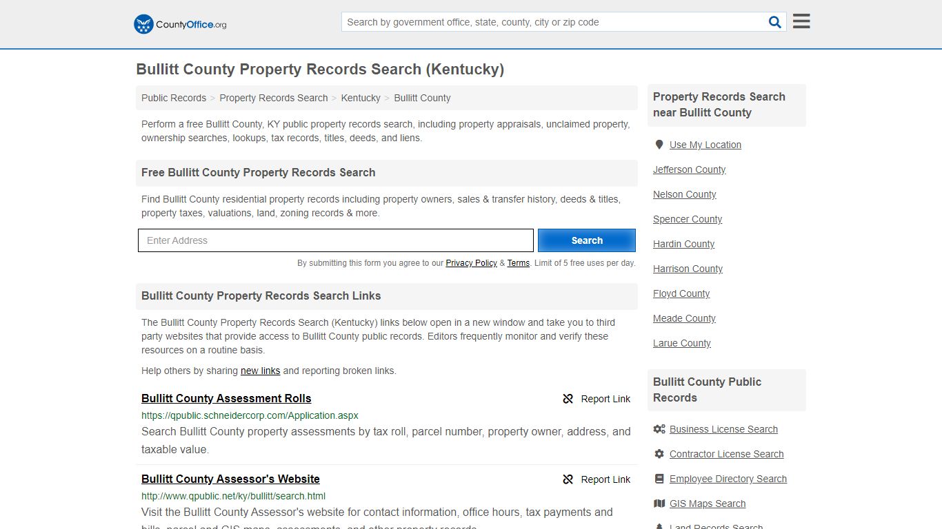 Property Records Search - Bullitt County, KY (Assessments ...